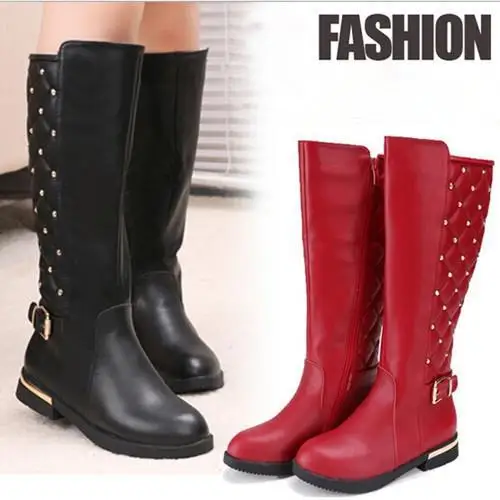 Ботинки детские зимние со шнуровкой из искусственной кожи с заклепками 2020 -