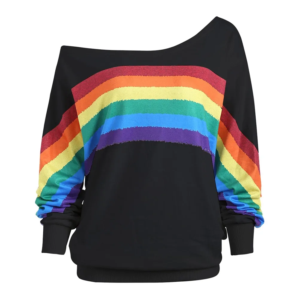 ZOGAA 2021 Rainbow Print Hoodies Women Long Sleeve Pullover Sweatshirt Loose Print Oversized Hoodie Sweatshirts Bluza Para Mujer