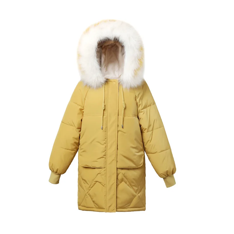 

solid Hoodie color thickened warm cotton padded jacket urban girl's coat cotton padded jacket casual cotton clothing