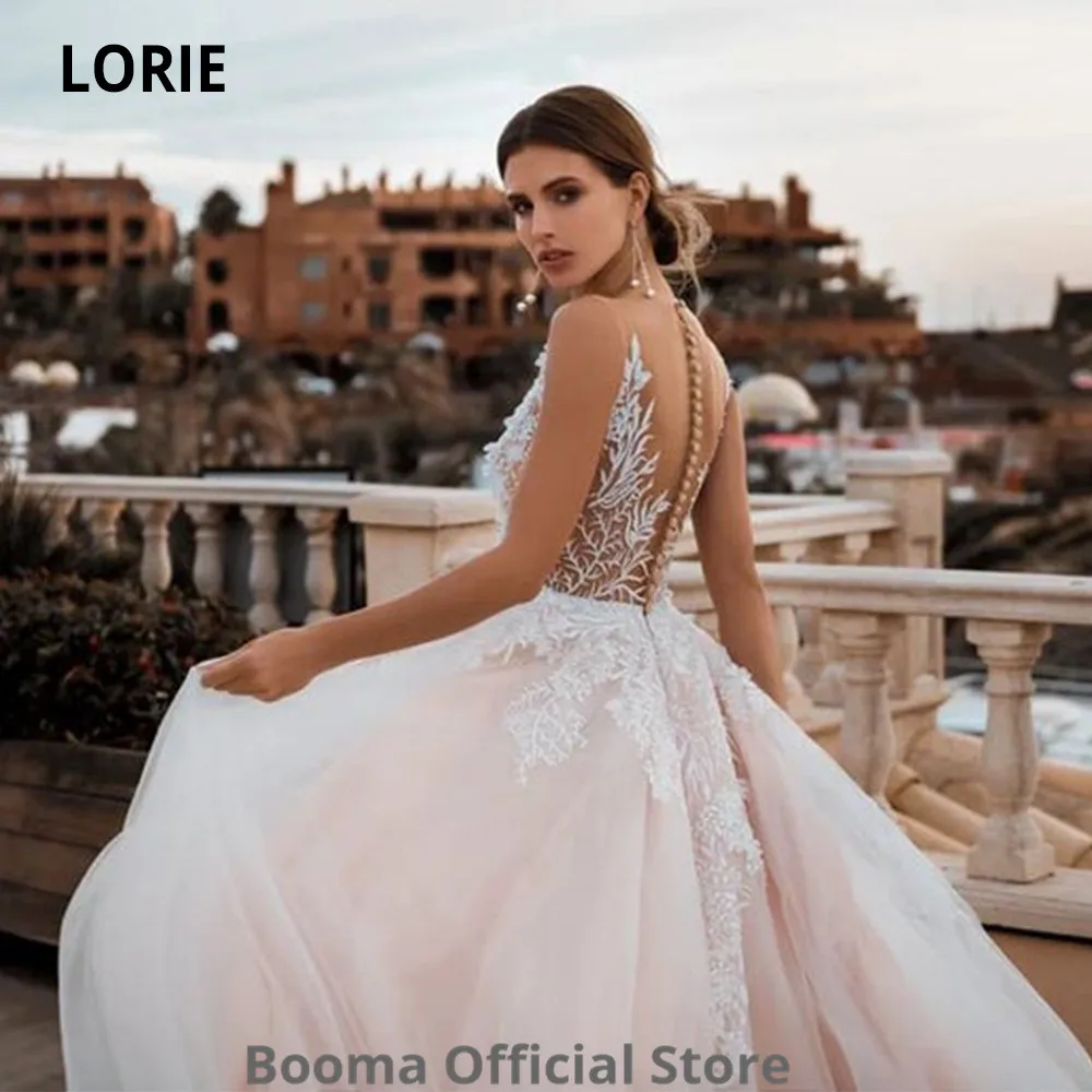 Свадебные платья-трапеции Booma кружевные свадебные платья из тюля с аппликацией в