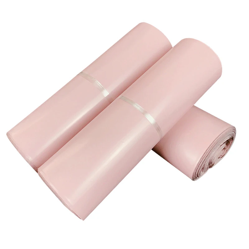 Bolsas de plástico de polietileno para correo, sobres de correo impermeables con autosellado, bolsas gruesas de mensajería, color rosa claro, 10 unids/lote