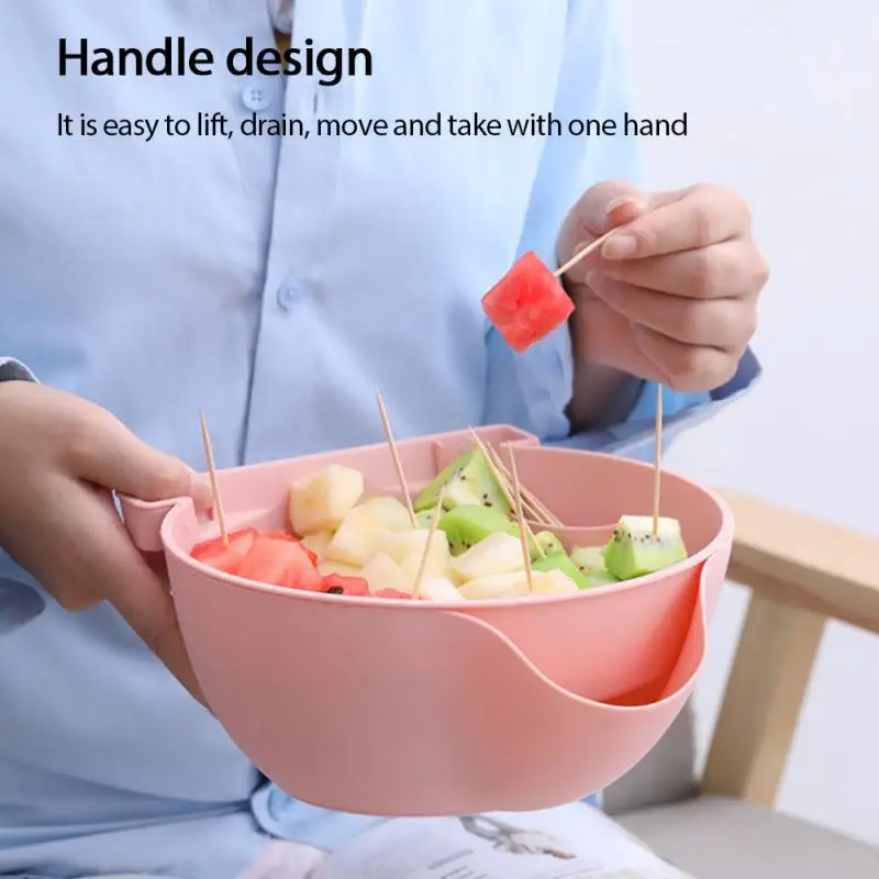 Double Drain Basket Bowl Rice Washing Kitchen Sink Strainer Noodles Vegetables Fruit Gadget Plastic Lazy Artifact | Дом и сад
