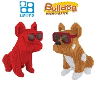 mini blocks cute pet dog model building bulldog educational toy children fun girls gifts for kids christmas present birthday