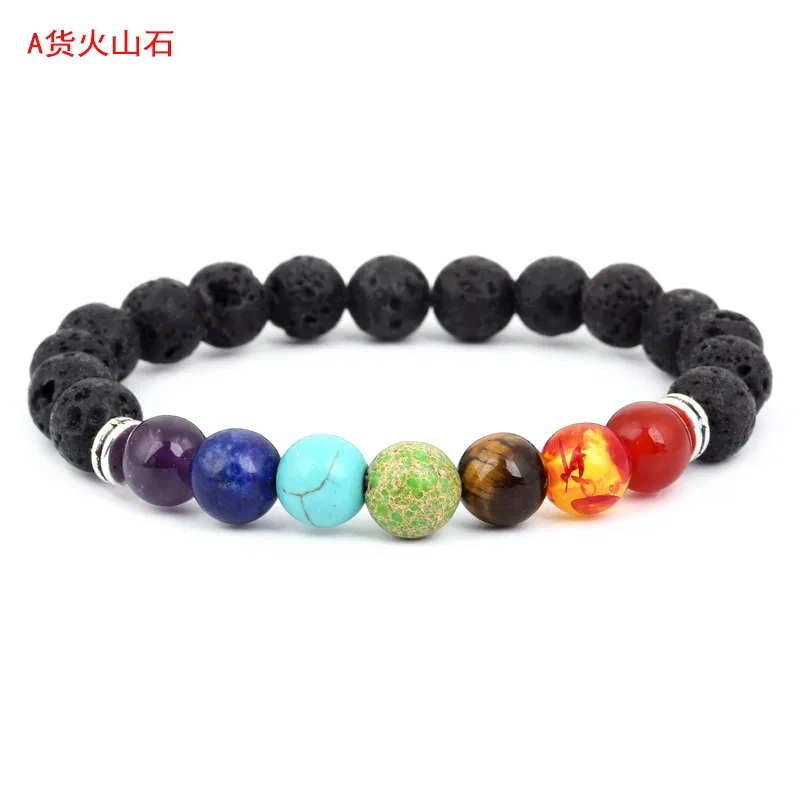 

European And American Hot Selling Alloy Jewelry Seven Chakra Volcanic Stone Aromatherapy Beaded Hand String Yoga Bracelet