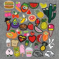 41pcslot banana cherry love peach watermelon fruit embroidery patches for clothing iron on kids clothes appliques badge