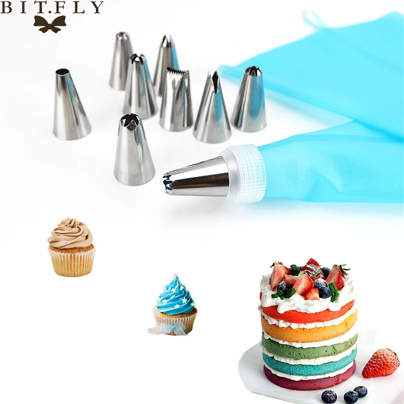 

8 16 26 PCS/Set Silicone Pastry Bag Tips Kitchen DIY Icing Piping Cream Reusable Pastry Bags + Nozzle Set Cake Decorating Tools