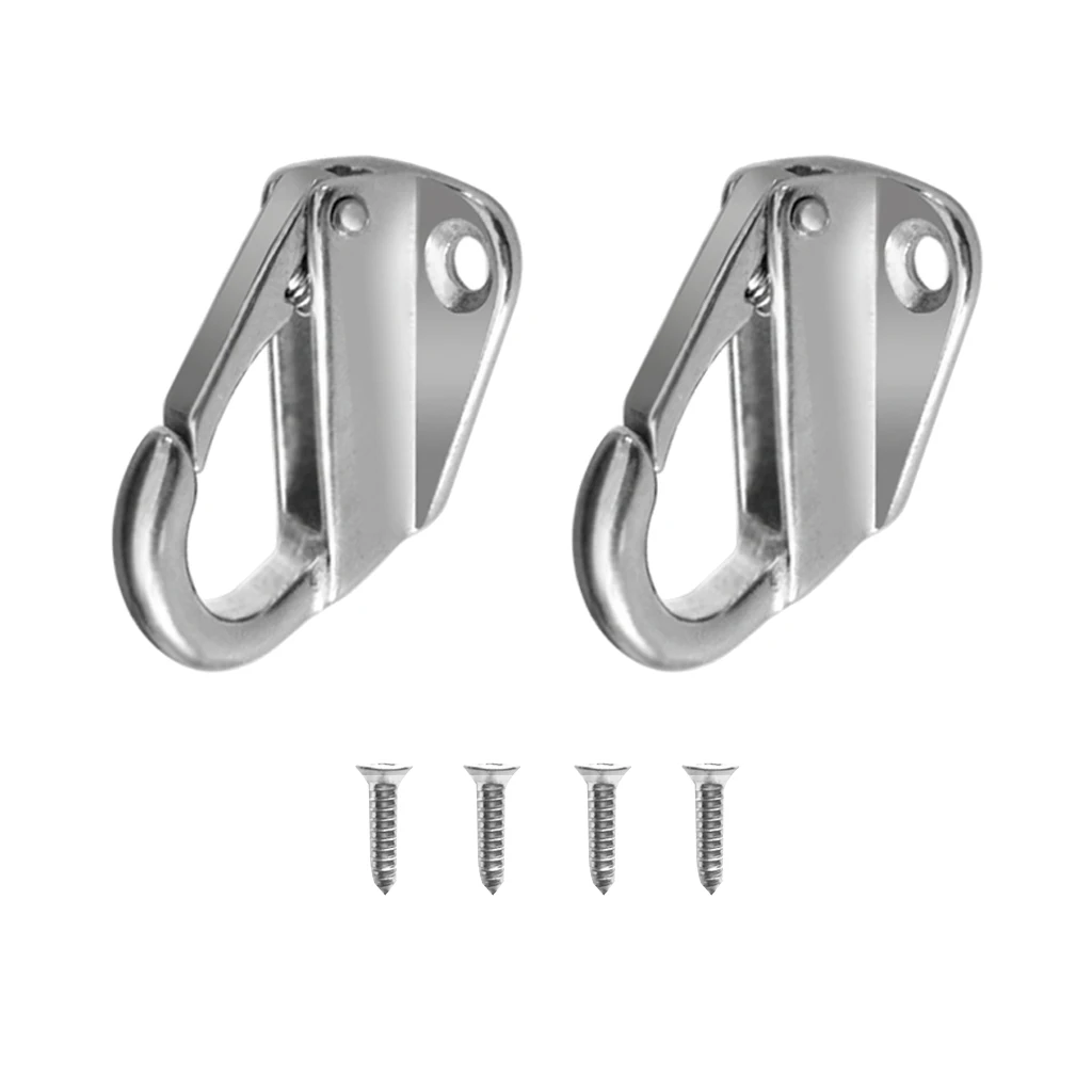 

2pcs Marine Grade 316 Stainless Steel Spring Snap Hook Carabiner Link Buckle with Screws 12mm Opening