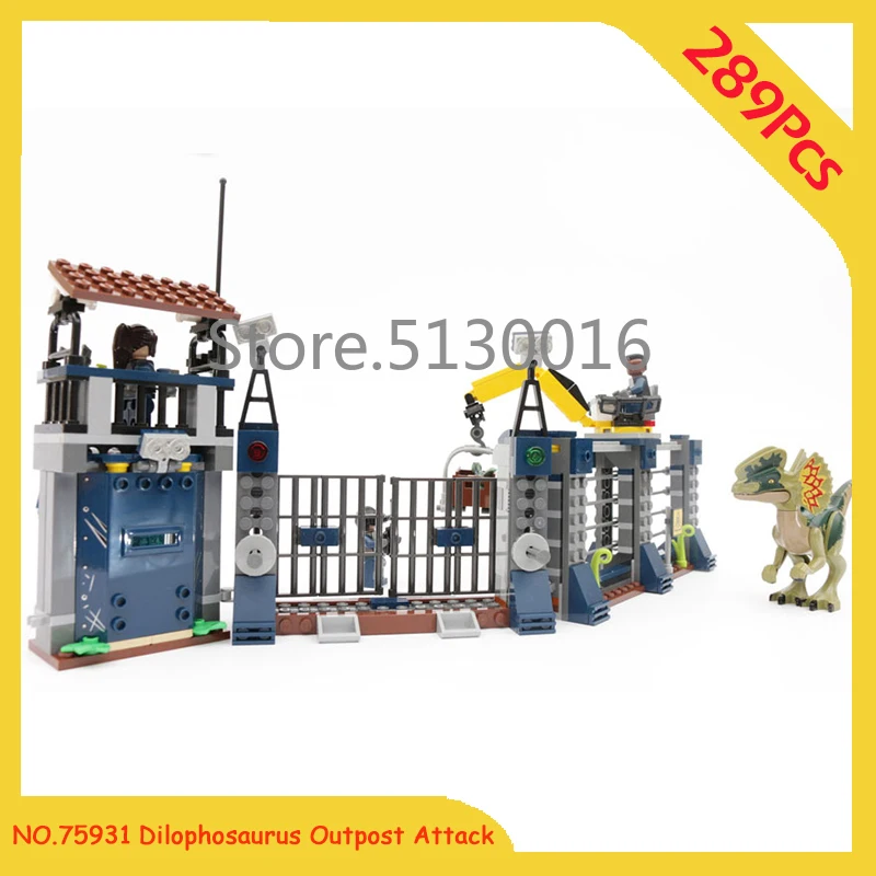 Dilophosaurus Outpost Attack 10923 Юрский Мир серии 389 шт. Парк Юрского периода строительные блоки модель детских игрушек 75931