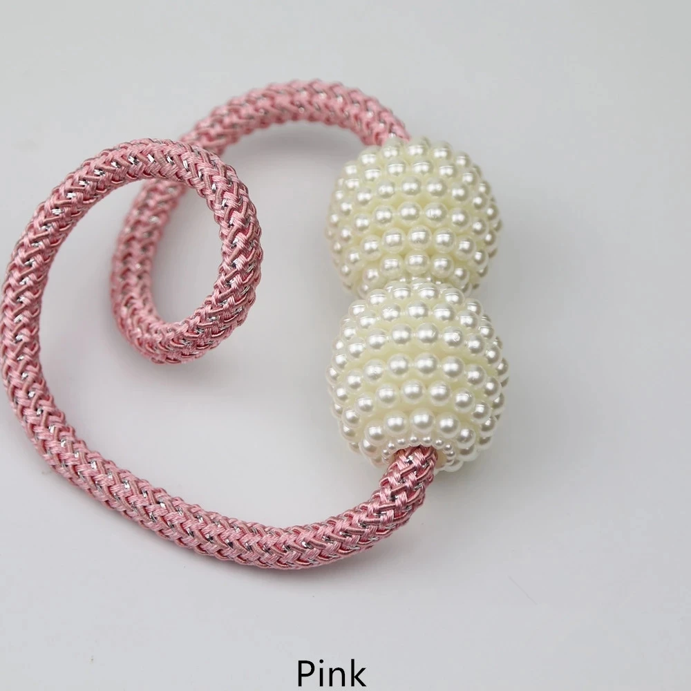 

1pc Magnetic Curtain Tie Back Pearl Tieback Buckle Clips Curtain Holder Hanging Ball Rope Straps Curtain Accessories Home Decor