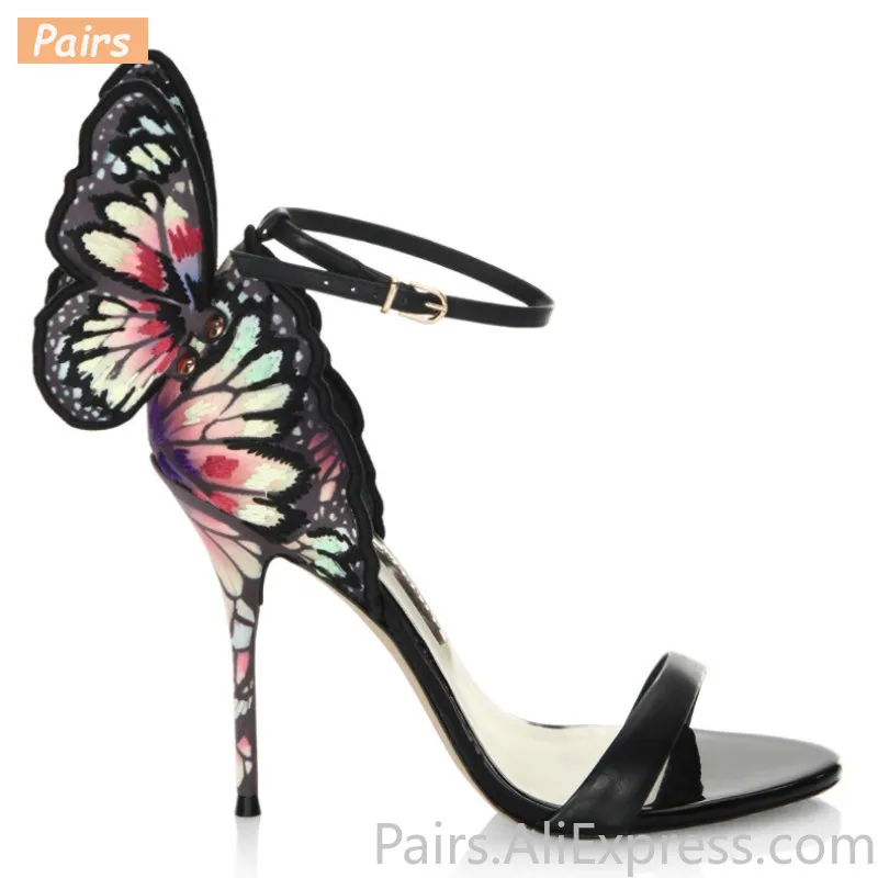 Роскошные женские босоножки со стразами и крыльями ангела бабочки Вечерние