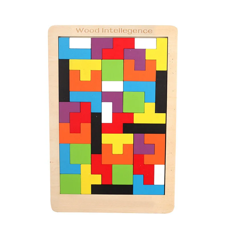 

Colorful 3D Puzzle Wooden Tangram Math Toys Brain Teaser Magination Intellectual Educational Toy For Pre-school Kids