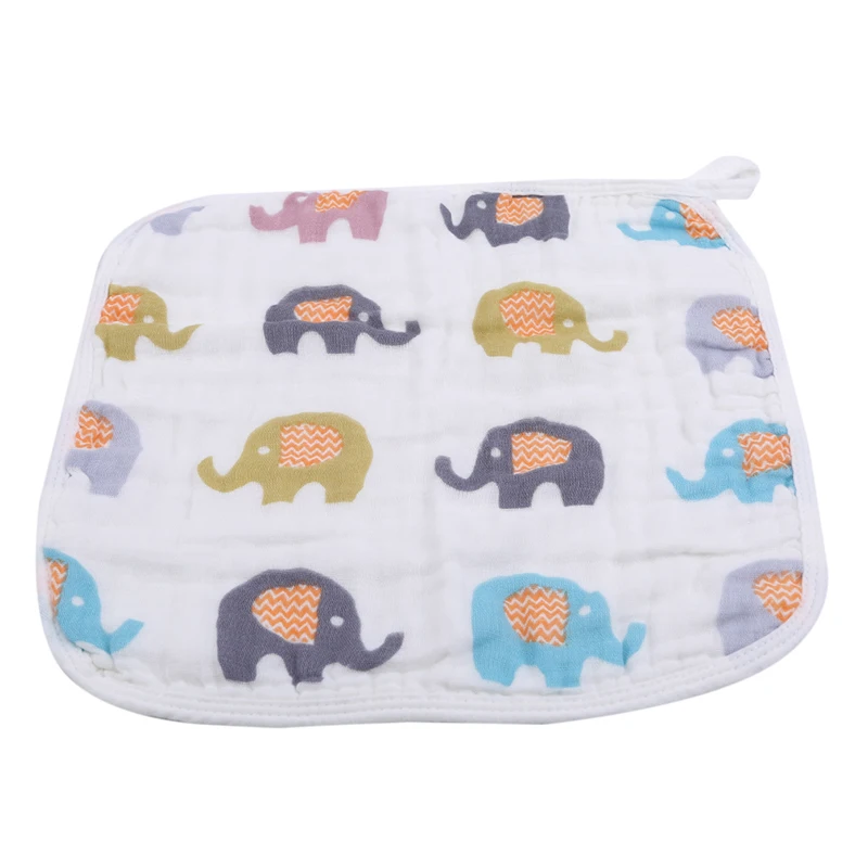 

28*28cm Newborn Baby Square Gauze Towel Cotton Colorful Elephant Children's Small Face Towel Infant Baby Kids Saliva Towel 5pc