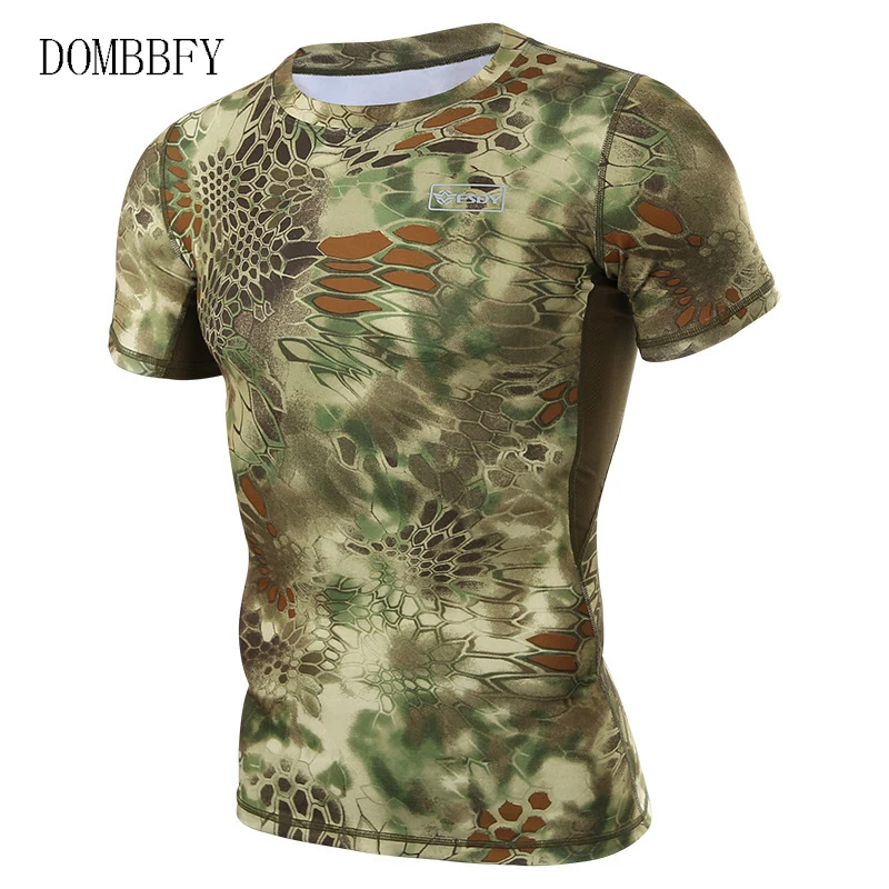 Мужская Летняя военная форма тактическая камуфляжная футболка с коротким