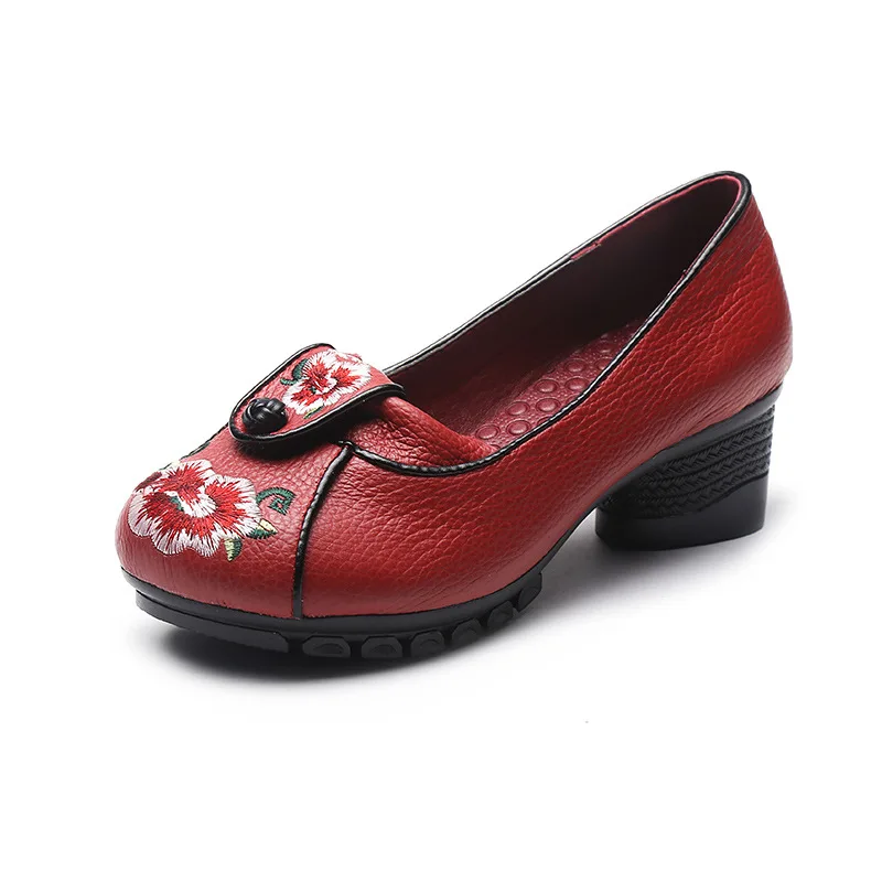 

Новинка весна-осень 9905 женские туфли с закрытым носком Этническая вышивка на мягкой подошве большой размер танцевальная обувь из воловьей кожи