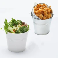 1pc stainless steel french fries barrels container serve snack chicken wing vegetables salad fried food for kitchen tableware