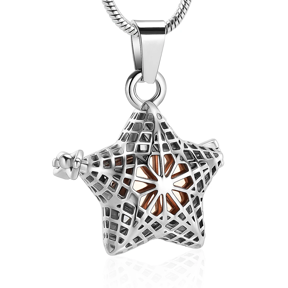 Ожерелье IJD20005 из нержавеющей стали в форме ажурной звезды для золы урны памятный
