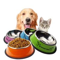 stainless steel dog bowl non slip food bowls cat anti skid food plate pet feeding water dish puppy products