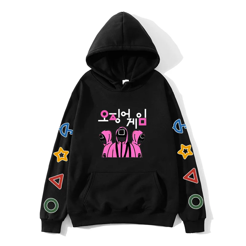 

New Korean TV Squid Game Hoodie Men Women Streetwear Hip Hop Unisex Pullovers COOL Sweatshirt Autumn Boys Girls Black Outwear