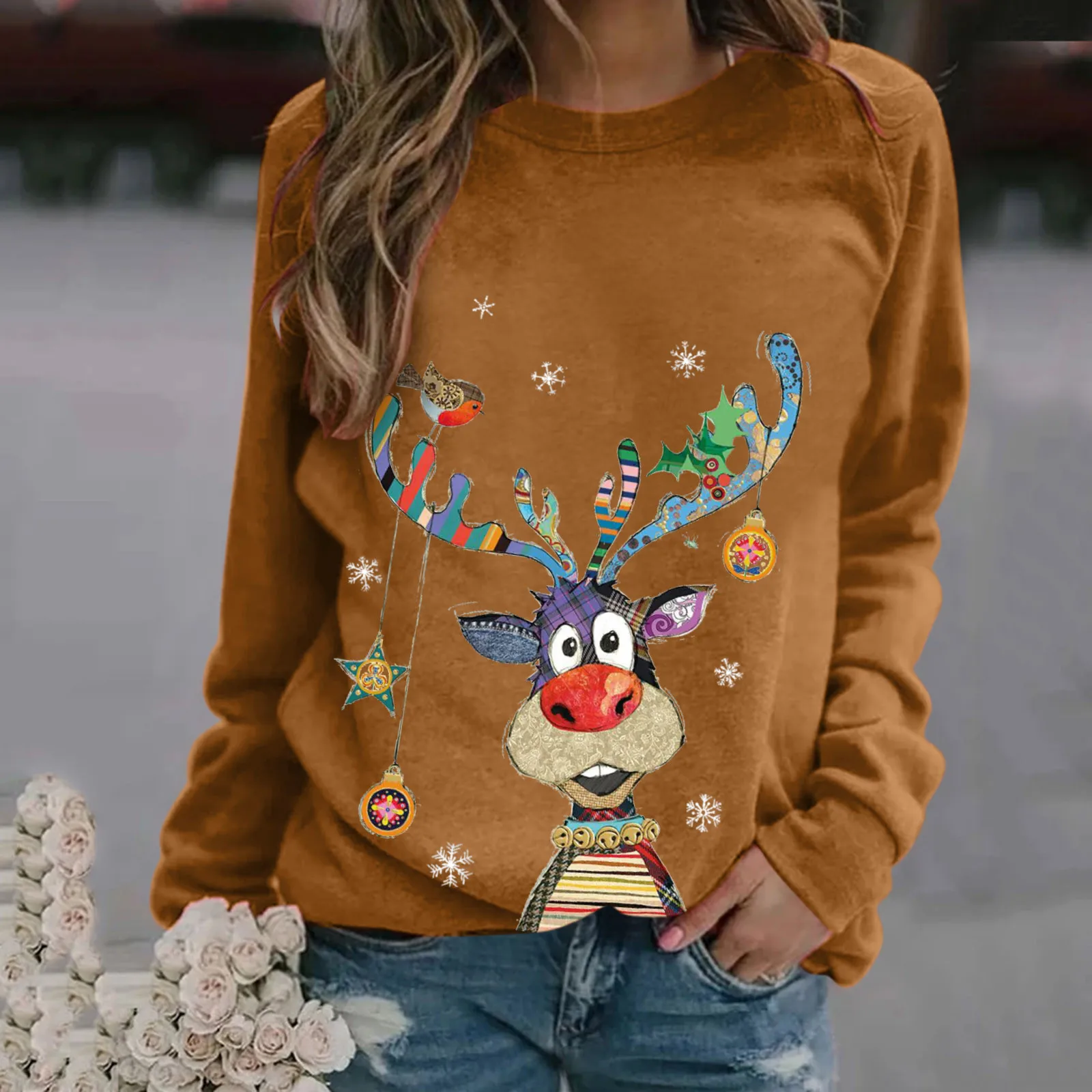 

2021 merry chirstmas hoodie women Chirstmas Print Long-sleeved Sweatshirt Casual Blouse Pullover Sweatshirt sweat capuche 00