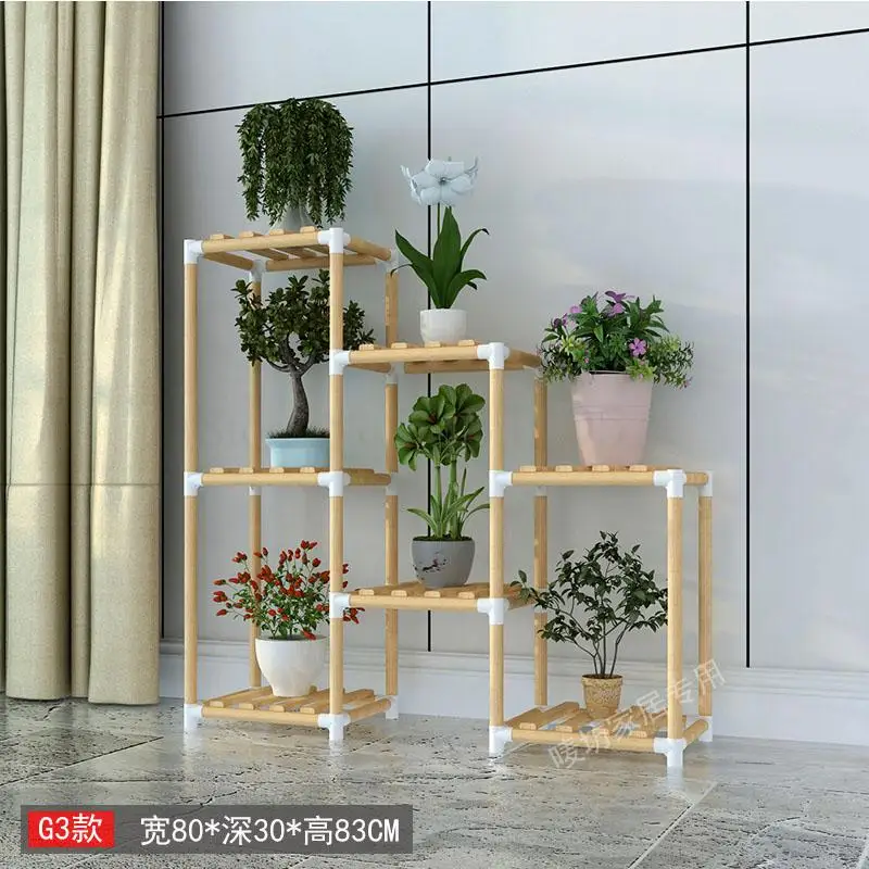 Цветочная полка многоуровневый крытый балкон твердой древесины Гостиная для