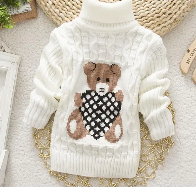 white bear MERI AMMI/Одежда для мальчиков и девочек; зимняя теплая водолазка с длинными рукавами; трикотажные толстовки с рисунком медведя для детей 2-9 лет; J722 - Цвет: white bear