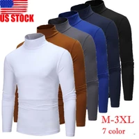 2022 new mens essential long sleeved t shirt fashion high collar casual slim trend solid color bottoming shirt