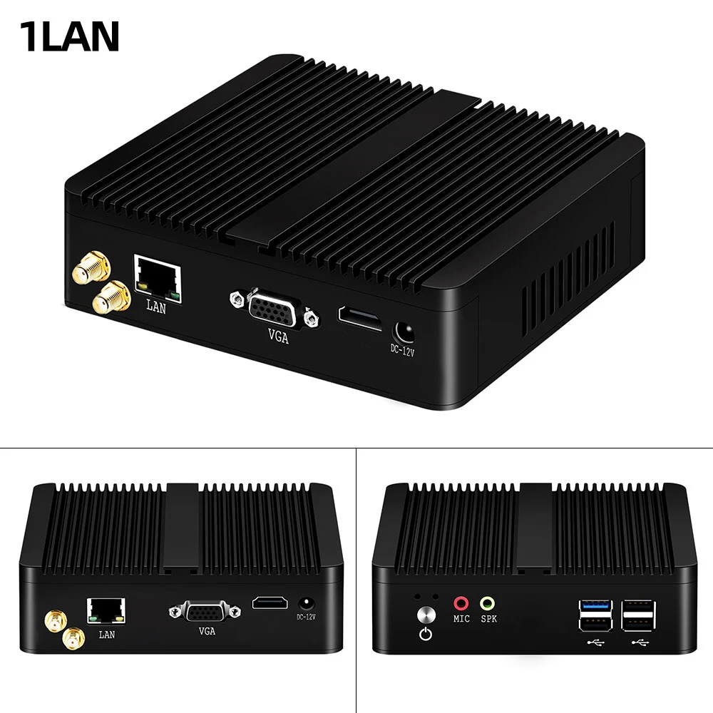 YCSD безвентиляторный мини-ПК 2 * Gigabit LAN Celeron N2830 J2900 Win 10 WIFI USB Настольный микро Htpc Nuc - Фото №1