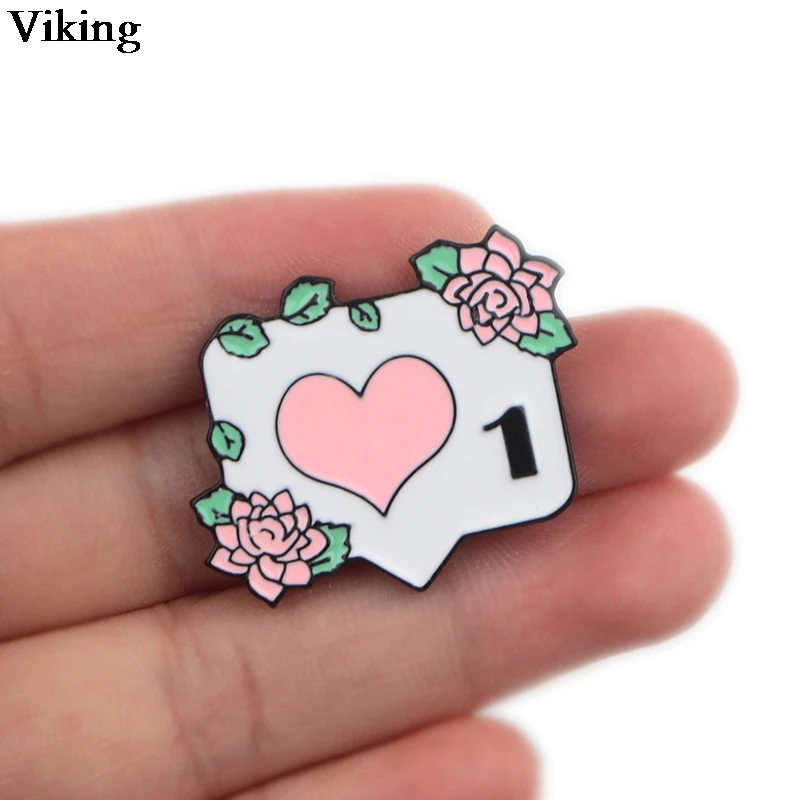 

1Pcs Heart Badge Computer Icons Instagram Enamel Pins Cute Brooches Metal Badges Clothes Brooch For Women Kids G0410