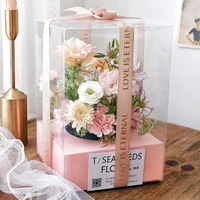 28cm creative panoramic rose preserved fresh flower transparent packaging gift box party cookie candy bags christmas valentine