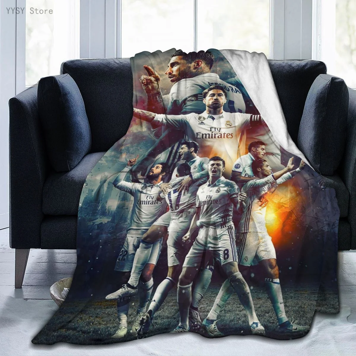 

Ультра-мягкое Флисовое одеяло с принтом аниме Real Madrids 03