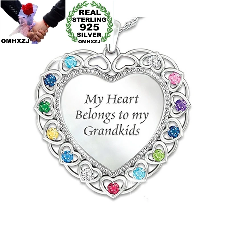 

OMHXZJ NA306 Wholesale European Fashion Woman Girl Party Birthday Wedding Gift Heart Zircon S925 Sterling SilverPendant Necklace