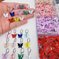 wholesale 20pcslot sweet multicolor resin butterfly charm pendant womens earrings bracelet necklace jewelry making accessories