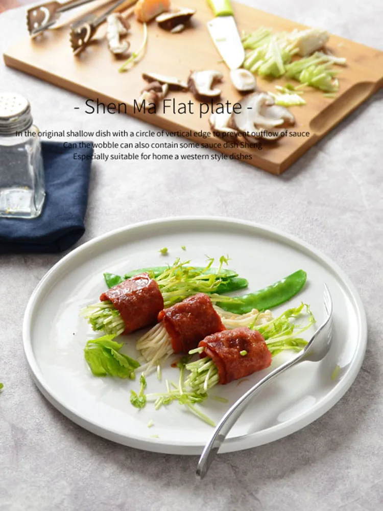 

Ceramic Western plate creative round restaurant dish breakfast cake fruit sushi salad pasta steak Platter