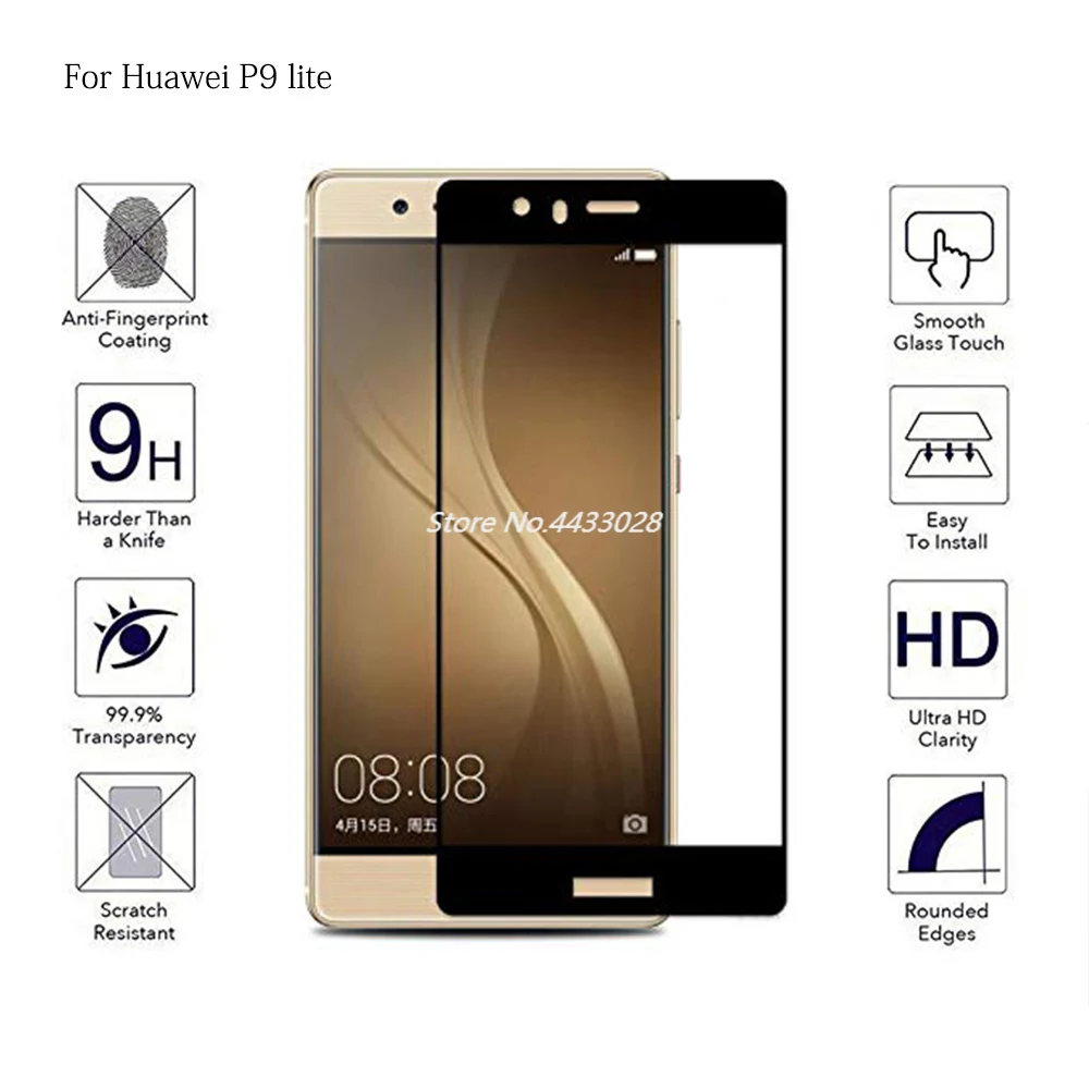 Закаленное стекло для телефона Huawei P9 Nova P8 Lite 2017 полное покрытие Защита экрана Honor 8