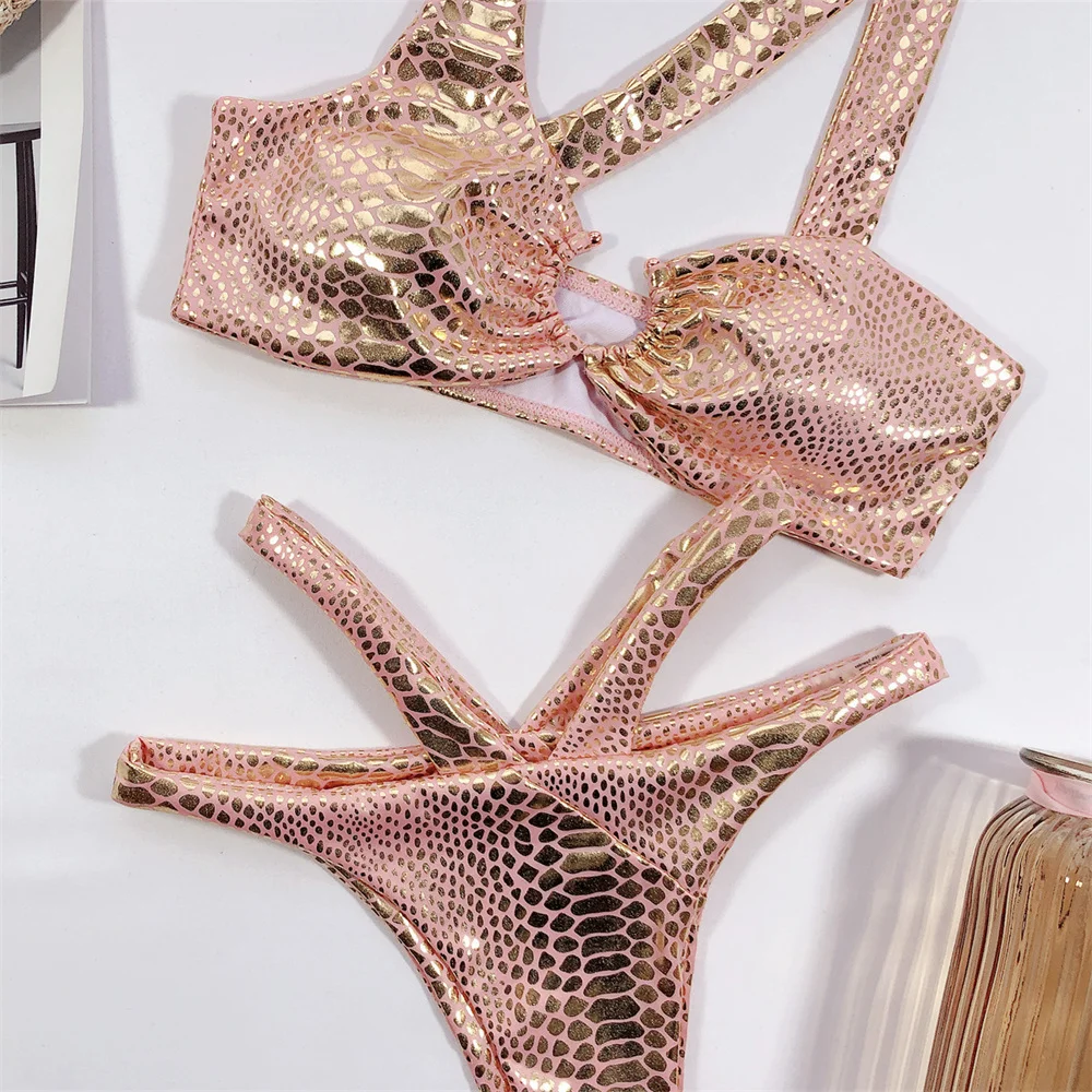 

Snakeskin Bikini Women Swimwear Bikinis Sexy Biquini Swim Suit Push Up Swimsuit Female Beachwear Swimming Slivere Bikini Women