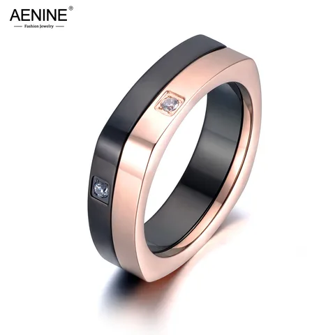 AENINE OL дизайнерское кольцо с фианитами, цвет розовое золото/черный, женское ювелирное изделие для девушек AR19012