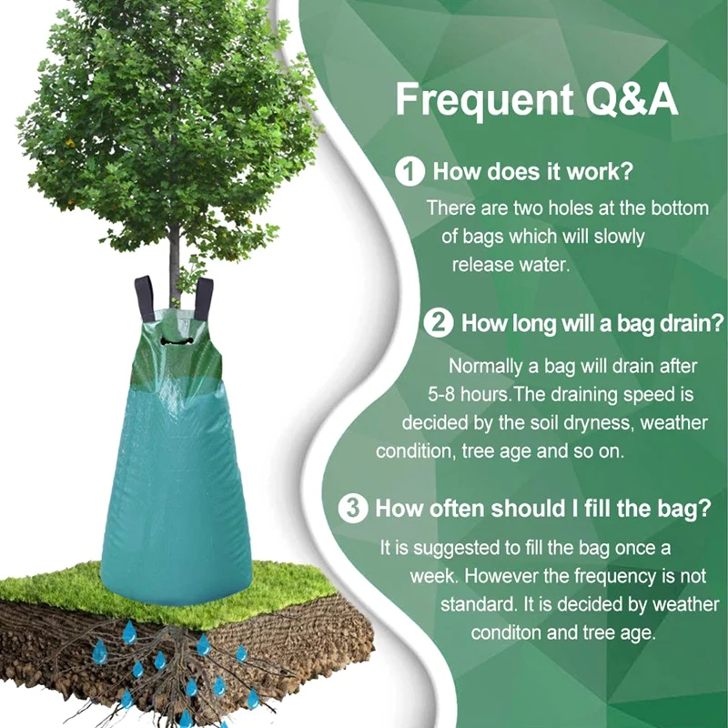 Мешок для полива деревьев 2 упаковки 20 галлонов регулируемый мешок медленного