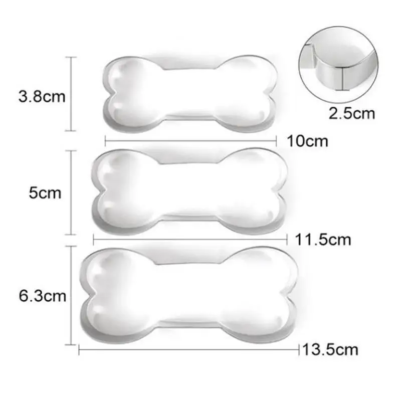 

3pcs/set Bread Cutter Chocolate Cutter Easterc Cookie Cutter Stainless Steel Bone Shaped Cookie Shapes Fruit Cutter