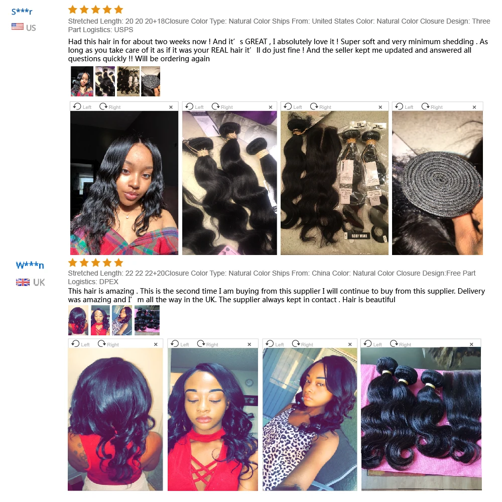 

Luxediva Body Wave Bundles with Frontal Closure Brazilian Hair Bundles with Lace Closure 3/4 Bundles Human Hair Remy Bulk Lots