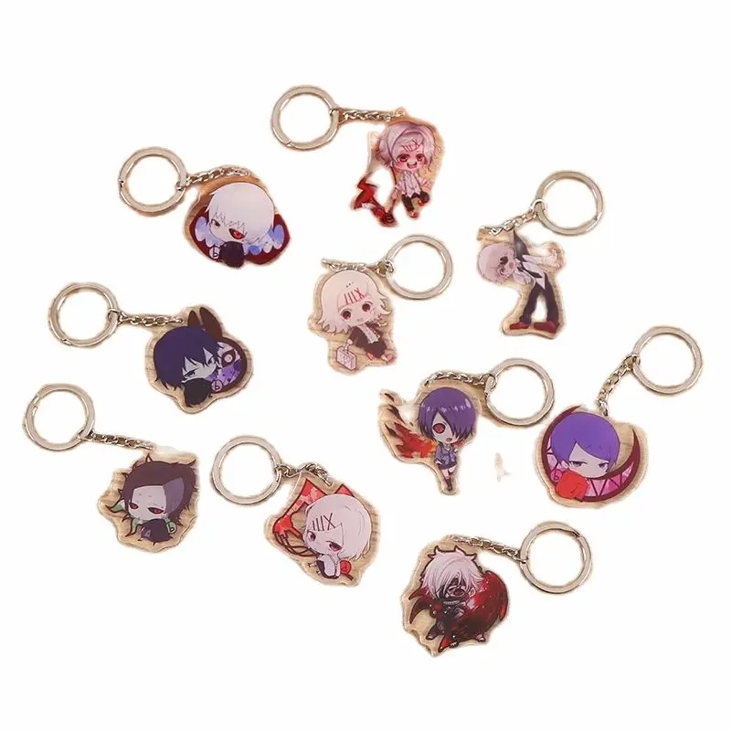 

2021 Tokyo Ghoul Keychain Double Sided Key Chain Acrylic Pendant Anime Accessories Cartoon Key Ring