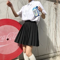 women pleated skirt summer solid a line high waist mini skirts harajuku gothic clothes japan style kawaii skirts for women