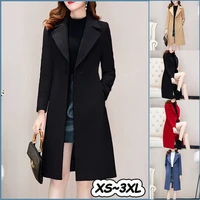 autumn and winter 2022 korean version woolen coat womens medium long knee down waist suit collar wool coat