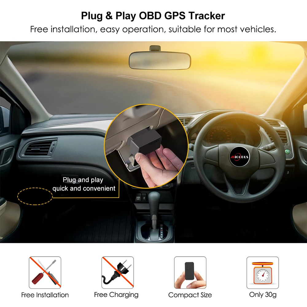 MV22 GPS трекер Plug Play OBD автомобильный в реальном времени сигнализация с разъемом