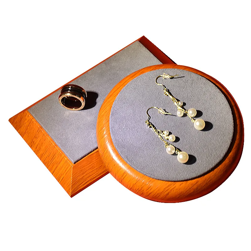 Fine wood grain backing board Microfiber jewelry display backing board ring earrings earrings storage tray jewelry props