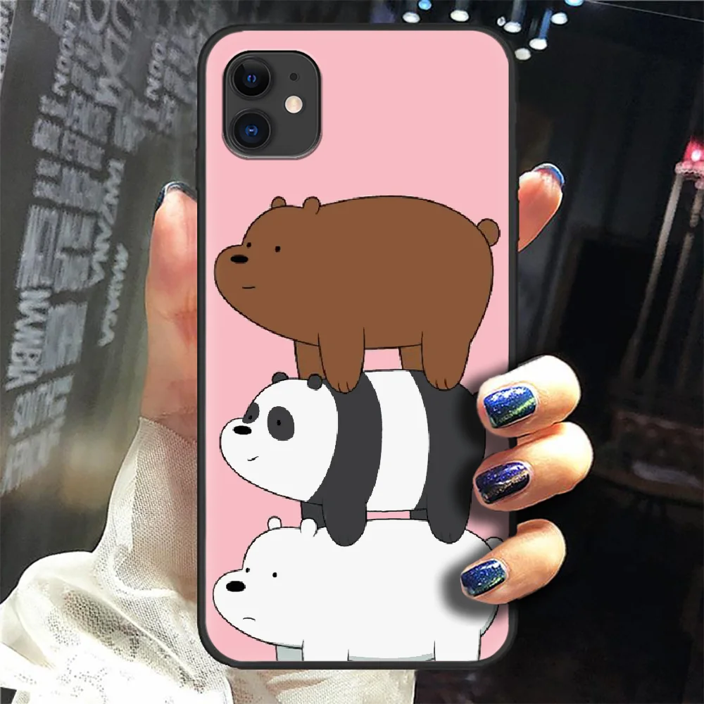 

Cute Cartoon We Bare Ice Bear Phone Case Cover Hull For Iphone 5 5s Se 2 6 6s 7 8 12 Mini Plus X XS XR 11 PRO MAX black Coque
