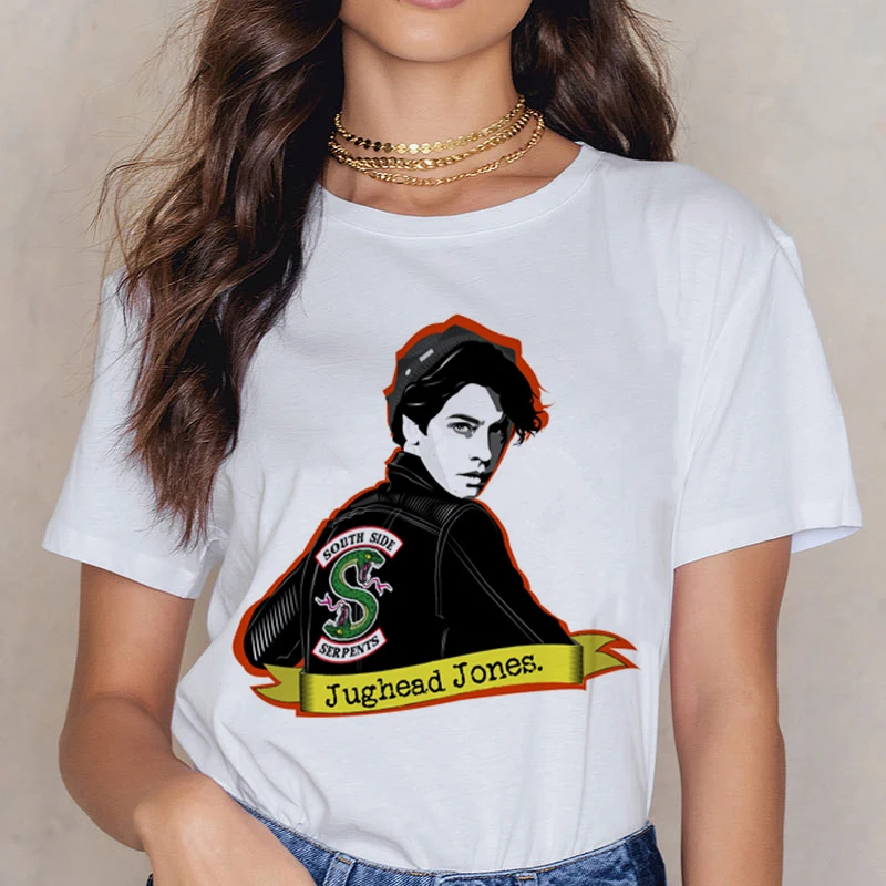 Футболка для женщин с принтом в виде змеи Винтажная футболка стиле ривердейла
