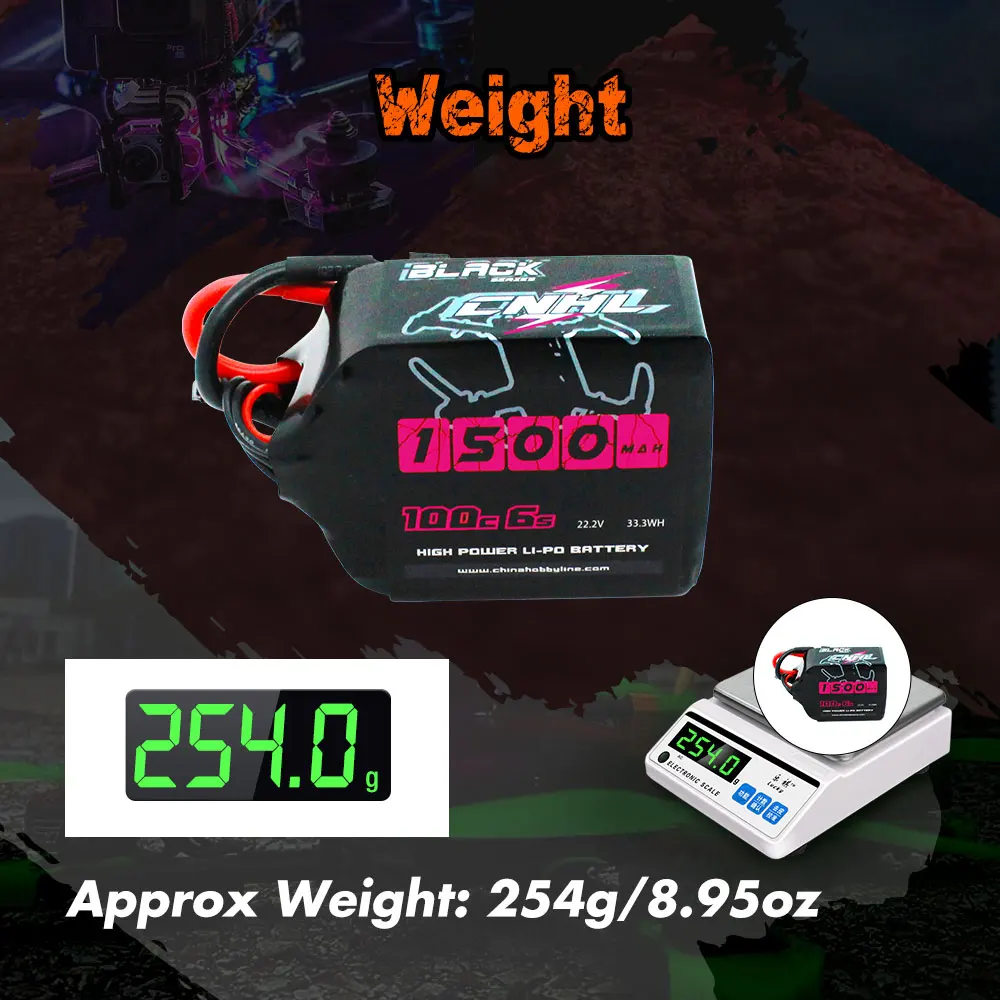 Аккумулятор CNHL Lipo 6S 22 2 в 1500 мАч 4 шт. батарея черной серии XT60 100C для квадрокоптера