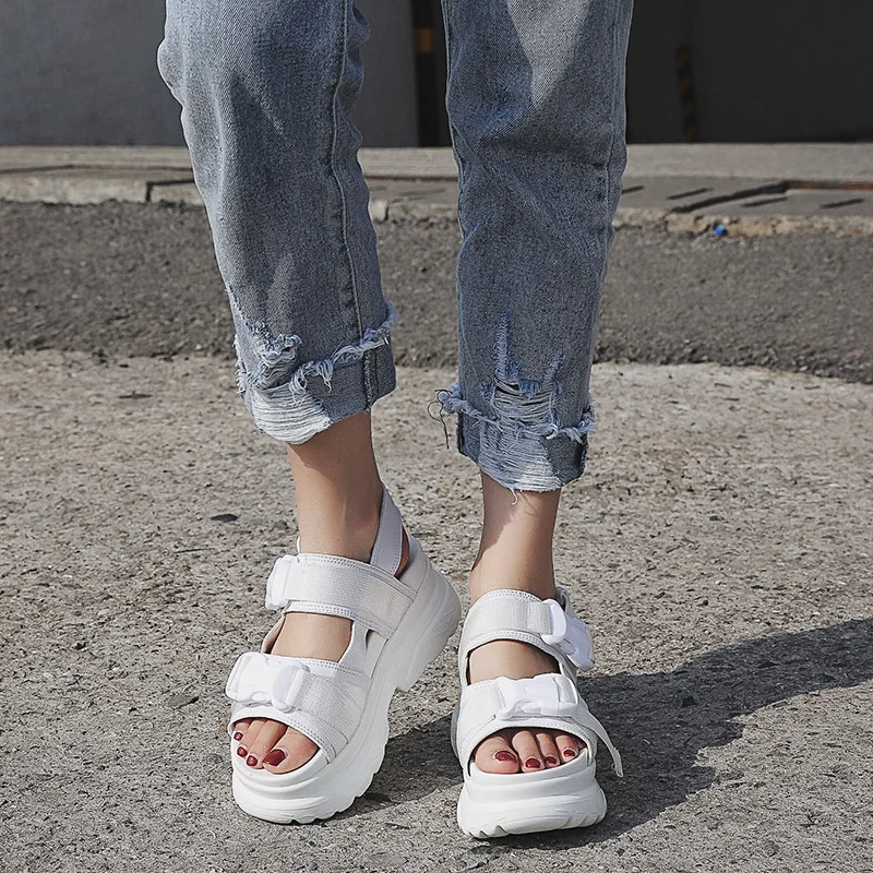 Size 43 Wedges Sandals for Women Platform Heels Casuales Gladiator Sandals Women Summer Fashion High Heels Black White Sandals