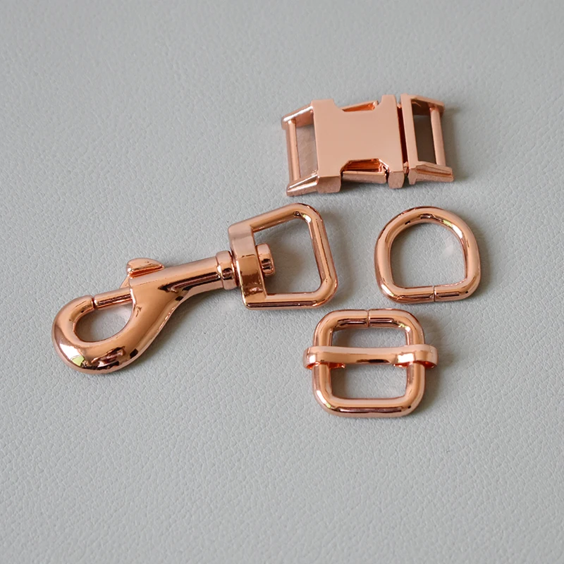 

100 set metal buckle adjuster buckle D ring metal dog clasp 15mm webbing metal slider DIY pet collar strap bag belt accessory