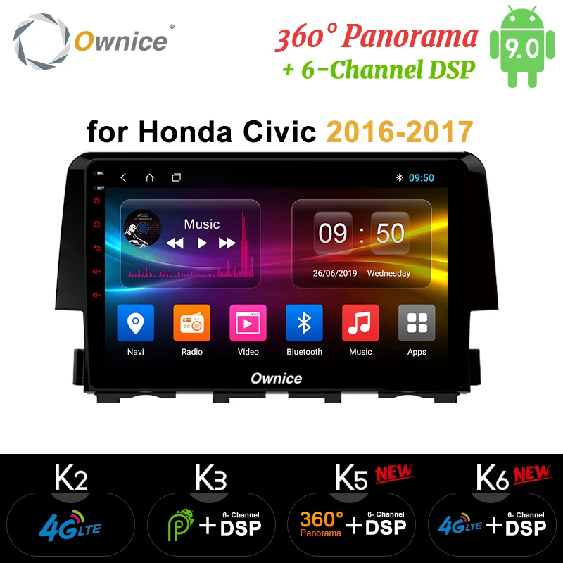 Octa Core Android 9 0 k3 k5 k6 автомобильный DVD GPS навигатор для Honda Civic 2016 64G + 4G SPDIF DAB DVR Carplay 360